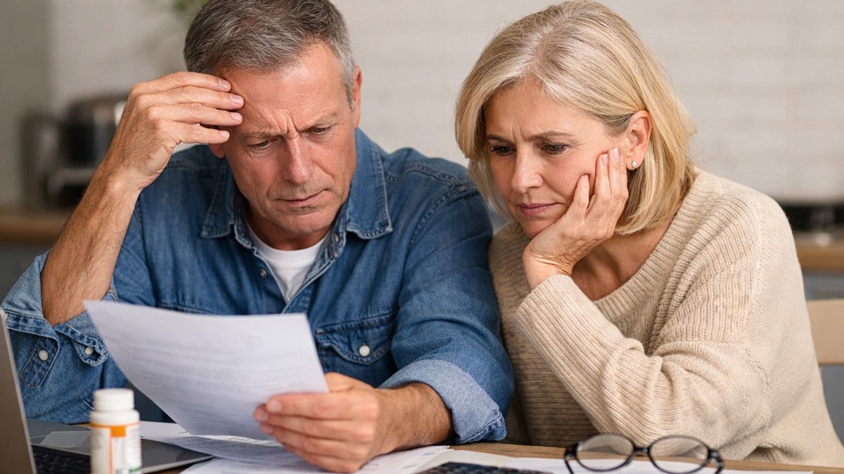 Photo : couple analysant un contrat de mutuelle santé avant de souscrire